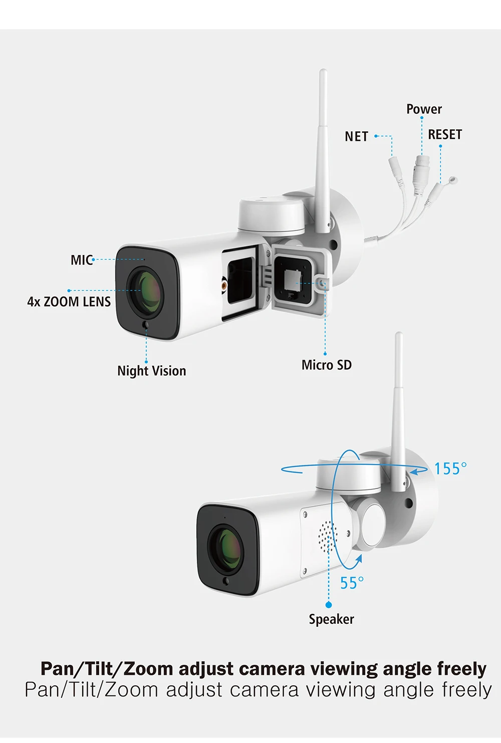 HD 1080P IP Камера Беспроводной Wi-Fi Bullet камера на открытом воздухе Водонепроницаемый Ночное видение 16xzoom домашней безопасности камера