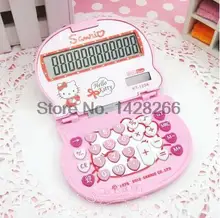 12 Digit Solar Cute Hello Kitty Calculator Dual Power Calculadora cute Folding design Pink or White color choosable