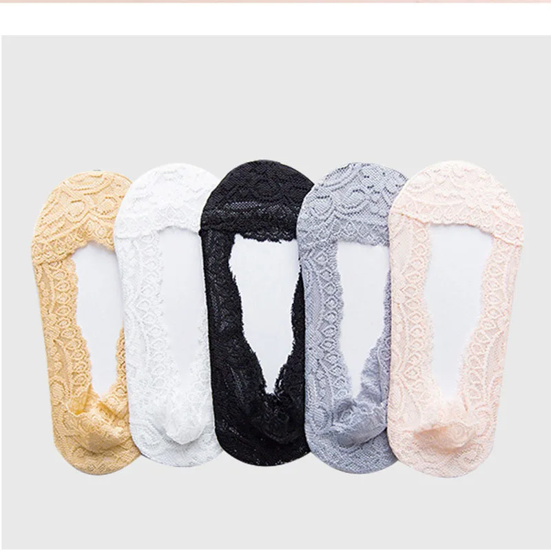 

Lace boat socks summer thin section shallow mouth invisible socks silicone non-slip Korean version of solid color casual socks