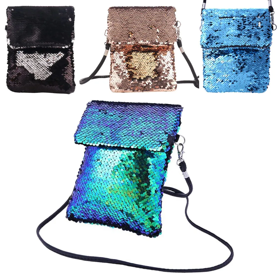 

Shiny Mermaid Sequins Crossbody Mini Bags For Baby Girls Cute Messenger Glitter Handbag Kids Coin Purse Pocket Jewelry Display