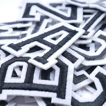 

A-Z 1PC pure white English Alphabet Letter Mixed Embroidered Iron On Patch For Clothing Badge Paste For Clothes Bag Pant Sewing