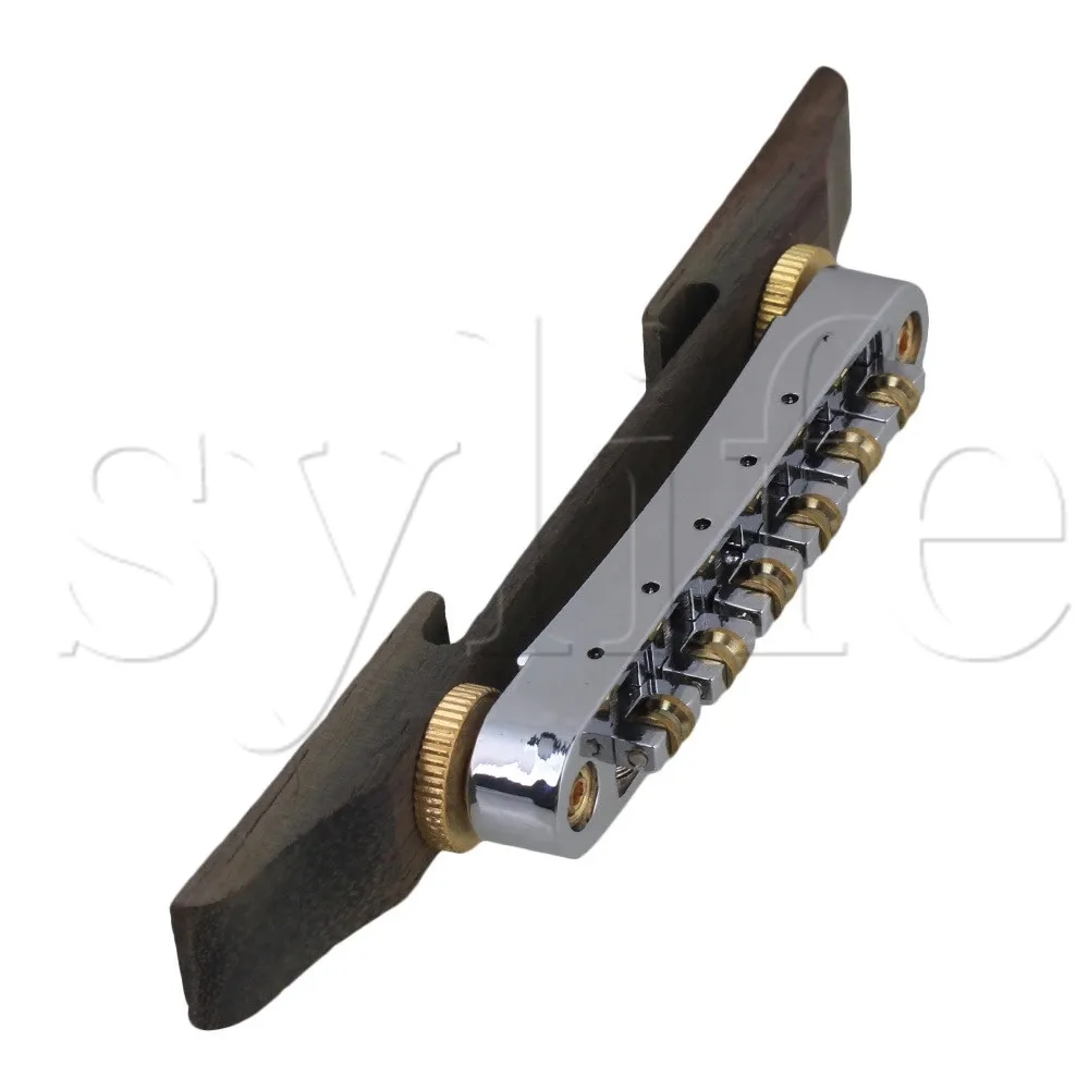

Chrome Plated Jazz Guitar Bridge Tailpiece with Gold Roller Saddle