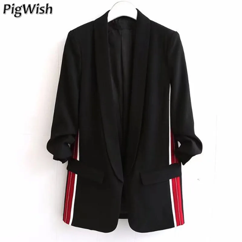 2019 Spring Coat Women Side Striped Blazer Feminino