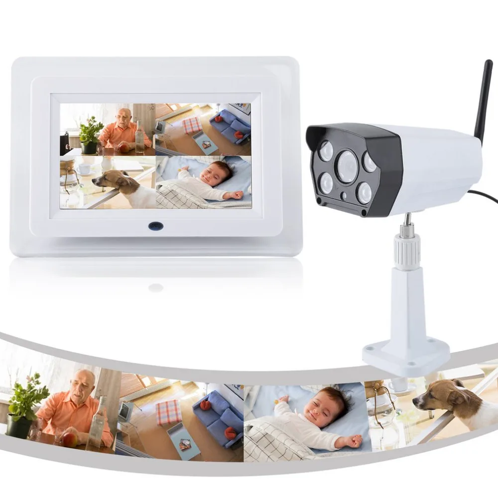 

New Wireless IP Safety Outdoor HD Video Surveillance Camera Security System Night Vision Remote Control With 7 Inch LCD Display