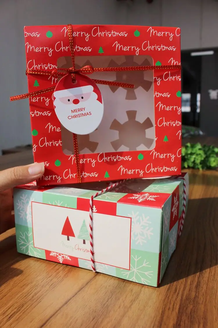 Стиль Мода DIY 10 шт. 16x16x8 см маленький милый Рождественский 4 чашки коробка для торта Подарочная коробка для капкейков печенье nougat коробка для шоколада
