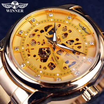 

2020 Men's Watch Mechanical T-WINNER Diamond Skeleton Design Mens Watches Automatic Male Wristwatch Clock Men Relogio Masculino