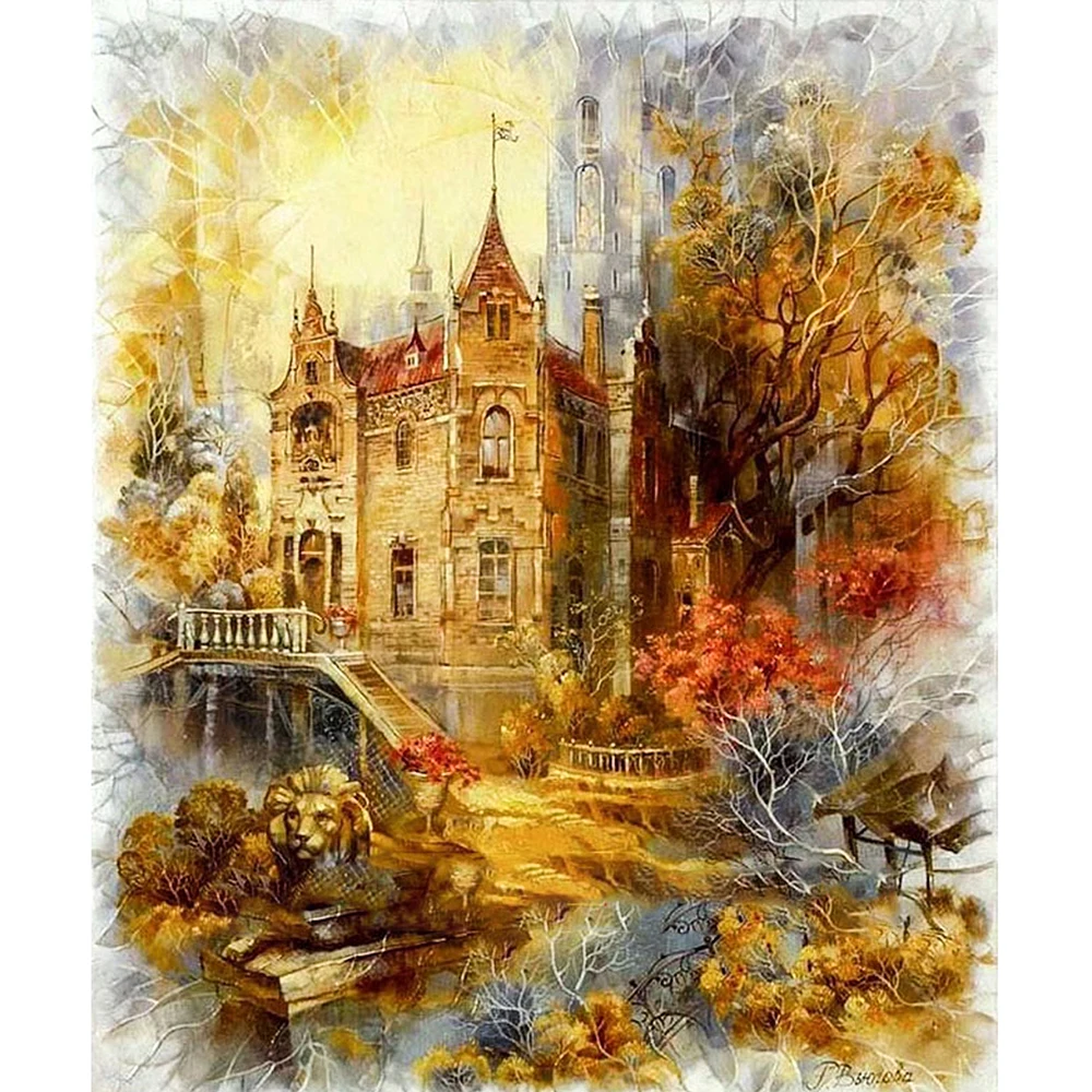 

Cross Stitch Kit DIY Diamond Embroidery Oil painting Castle Full Square/round Diamond Painting Mosaic Home Decor