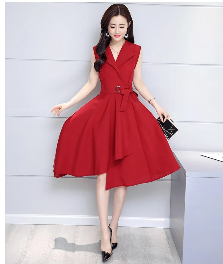 Cotton Linen Summer Office Dress A-line Robe Femme Ete 2018 Grande Taille 5XL V Neck Plus Size Black Office Dress14