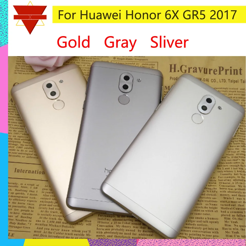 Для Huawei Honor 6X Задняя крышка батареи задняя дверь корпус чехол для GR5 BLL-L23 с сенсорным датчиком ID боковые кнопки объектив камеры