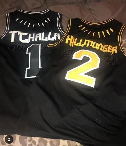 new black panther wakanda t challa killmonger movie basketball new black panther wakanda t challa killmonger movie basketball jersey stitched in basketball jerseys from sports entertainment on aliexpress com alibaba