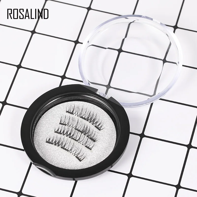 

ROSALIND 4PCS 6D Professional Magnetic Eyelashes For Building False Lashes Natural No Glue Fake Eyelash Extension Easy Handle