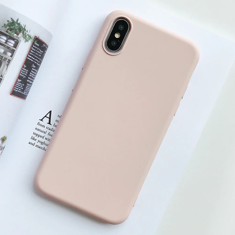 KIPX1124F_1_JONSNOW Pure Color Silicone Case for iPhone XS XR XS Max 6 6S 6P 7 8 Plus Ultra-thin Matte Dirt-resistant Soft TPU Solid Cover