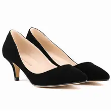 Новая модная женская обувь на высоком каблуке для офиса женская обувь из флока на шпильках женские туфли-лодочки с острым носком женские туфли на каблуке женская обувь большие размеры 35–42