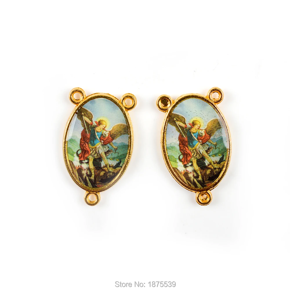

St Michael Archangel Catholic Rosary Centerpieces Gold Rhodium Imitation