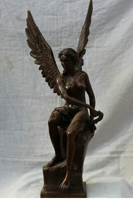

Copper Brass CHINESE crafts decoration Asian song voge gem S1689 24 Bronze Winged Victory Lady Goddess Athena Mythology