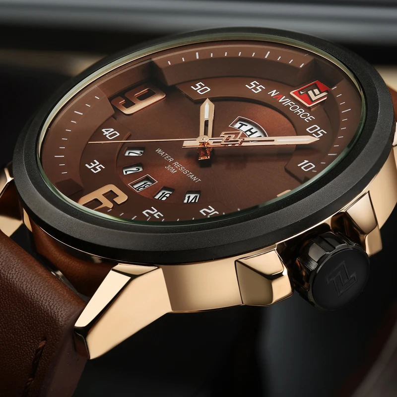 

Mens Watches Top Brand Luxury NAVIFORCE Sports Watch Men Military Leather Quartz-watch Waterproof Male Clock Relogio Masculino