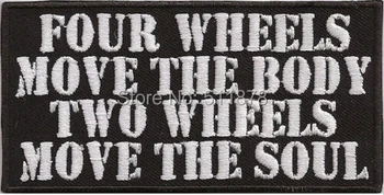 

FOUR WHEELS move the Body Two the SOUL Outlaw MC Embroidered Motorcycle Biker Club Vest Patch IRON ON Badge emblem Jacket