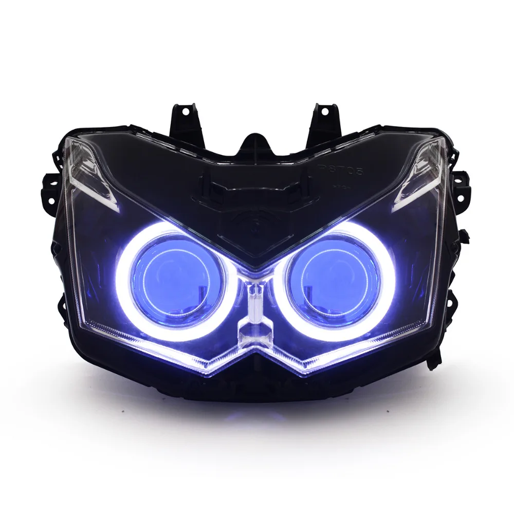 KT Headlight for Kawasaki Z750 2011 2012 LED Angel Eye Blue Demon Eye