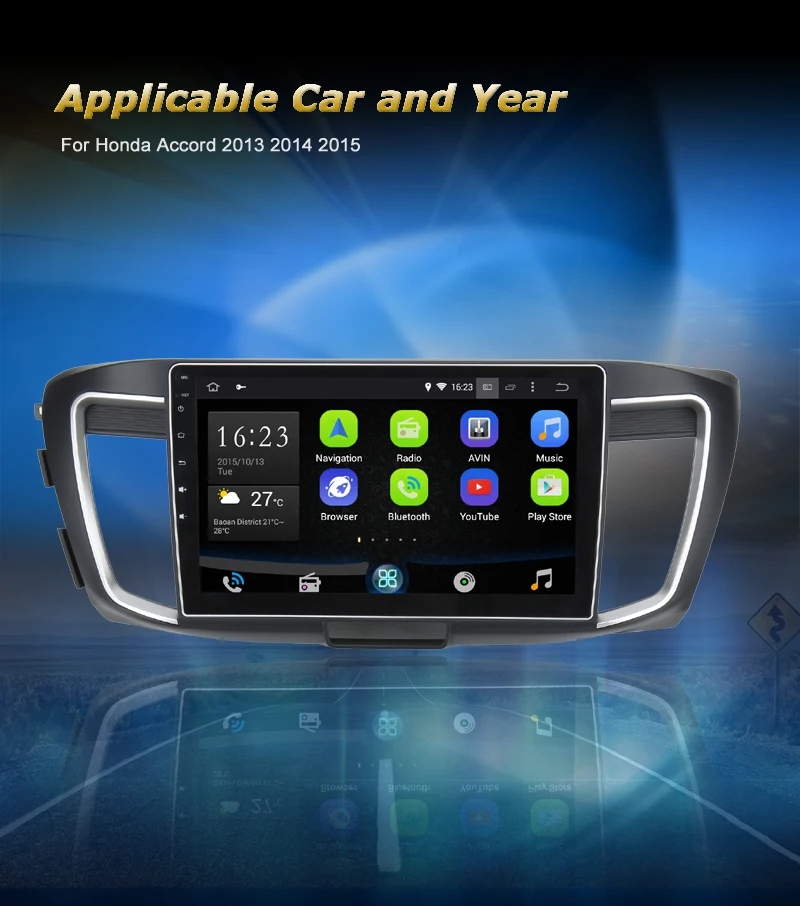 Sale 8 Core, 32G ROM, 2G RAM, 10.1 inch Android 6.0 Car GPS Navigation Radio System Stereo Media for Honda Accord 2013 2014 2015 1