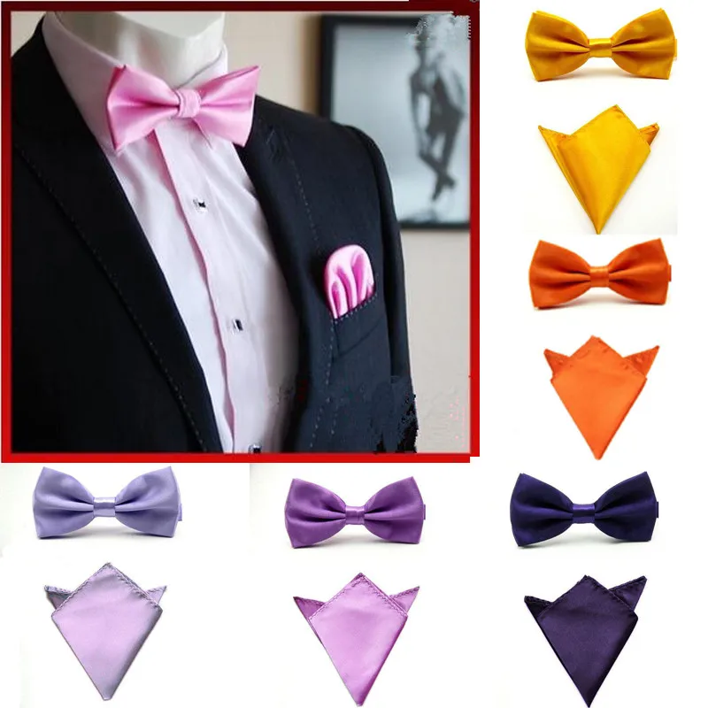 19 цветов, модные мужские бабочки и карманные квадраты, сплошной цвет, мужской галстук-бабочка, мужской носовой платок, набор JBtr0018