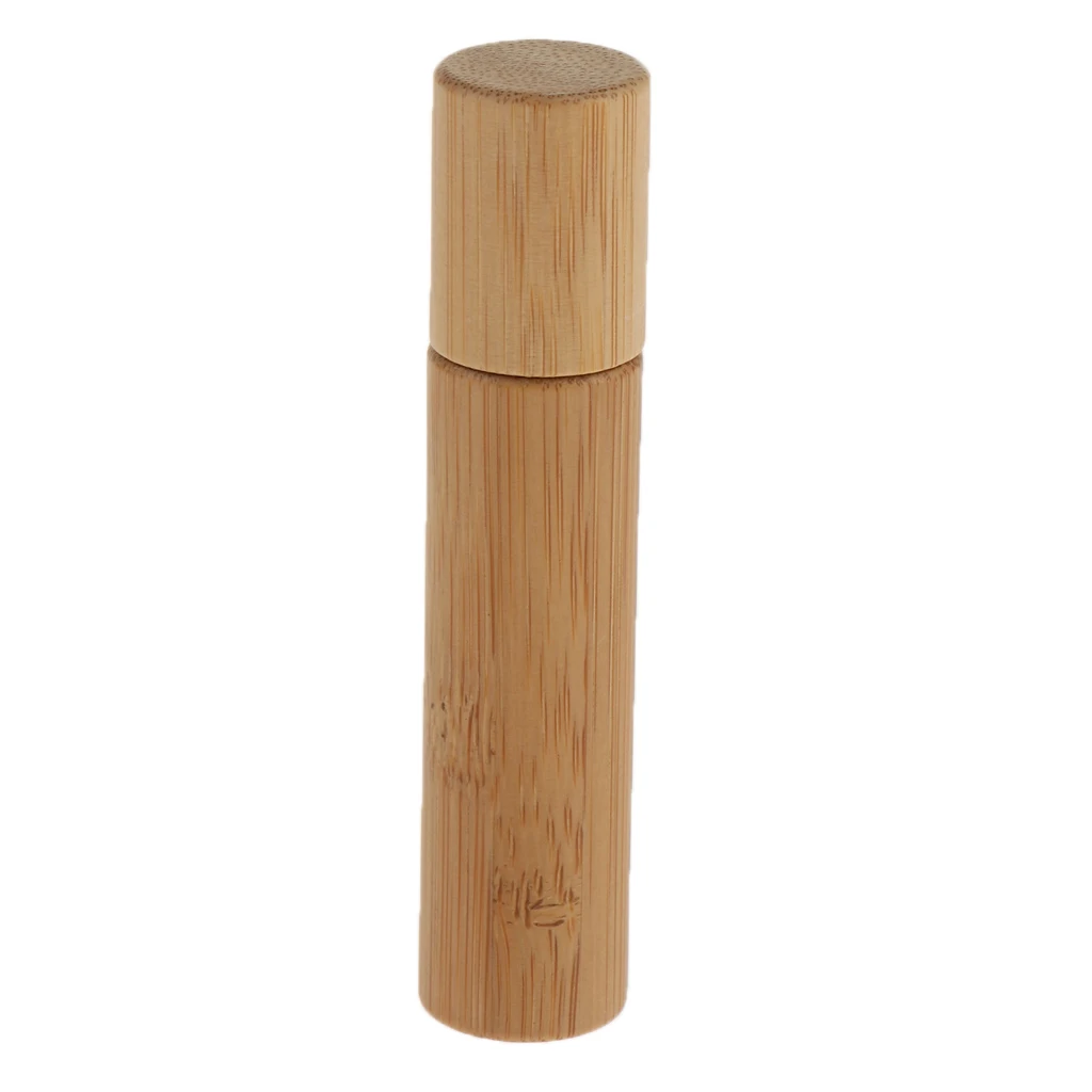 10ml Natural Bamboo Refillable Empty Essential Oil Perfume Fragrance Scent Steel Roller Ball Bottle for Home Travel Salon