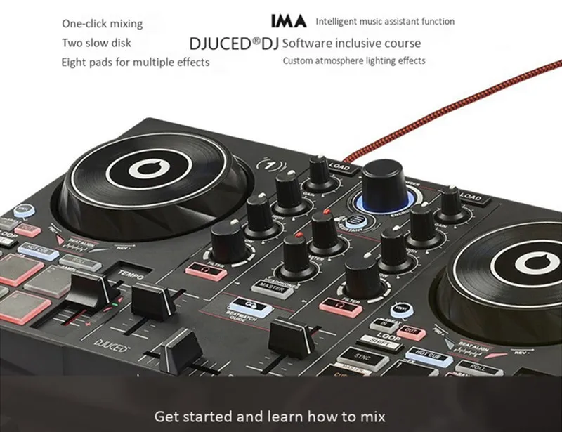 Мини Смарт DJ блюдо контроллер начального уровня портативный dj играет процессор игроков с звуковая карта можно подключить наушники звук RCA