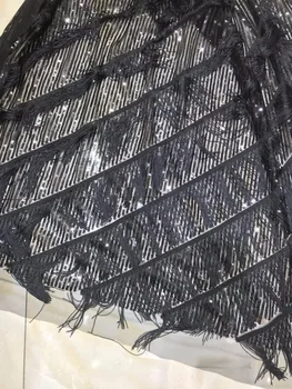 

top selling beaded Hand print glued glitter mesh tulle african lace fabric david-6666 for wedding dress