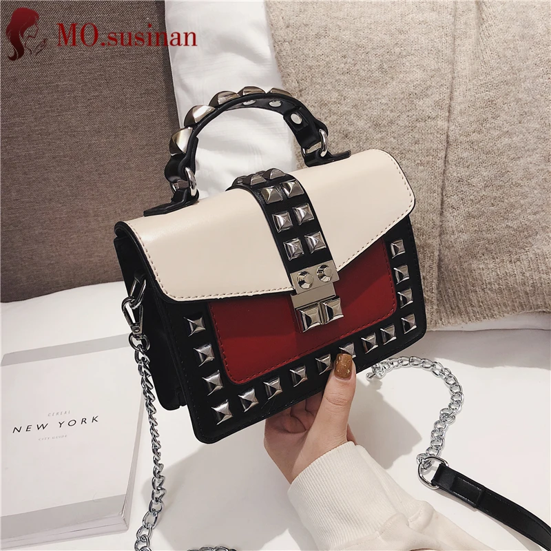 

Women Handbag Mini Chain Crossbody Bag Leather Ladies Hand Bags Messenger Bag Fashion Rivet Flap Shoulder Bag Female Tote Bolsas