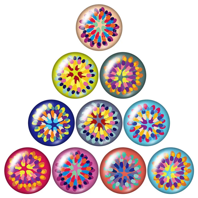 Новинка BeautyColorful flowerspattern10 шт Смешанные 12 мм/16 мм/18 мм/25 мм круглые фотостудии