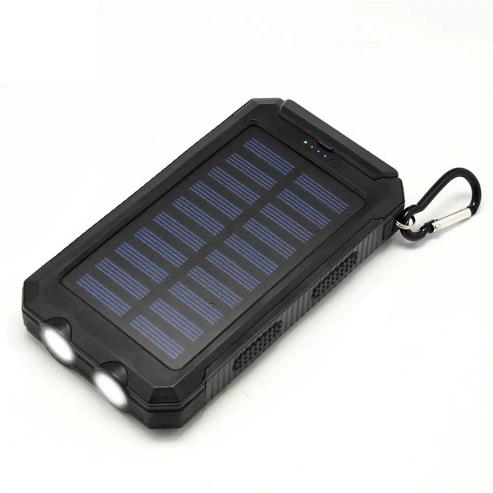 8000 mAh 5 V/1A Универсальное зарядное устройство на солнечной батарее Dual USB Внешняя зарядная батарея power Bank 2 led свет высокой емкости аккумулятор на солнечной батареи