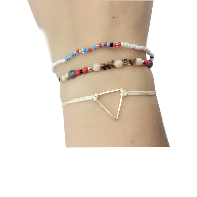 hangjing 3 piece /set adjustable bohe friendship new arrival good charm style femme rope braided bead bracelets for women | Украшения и