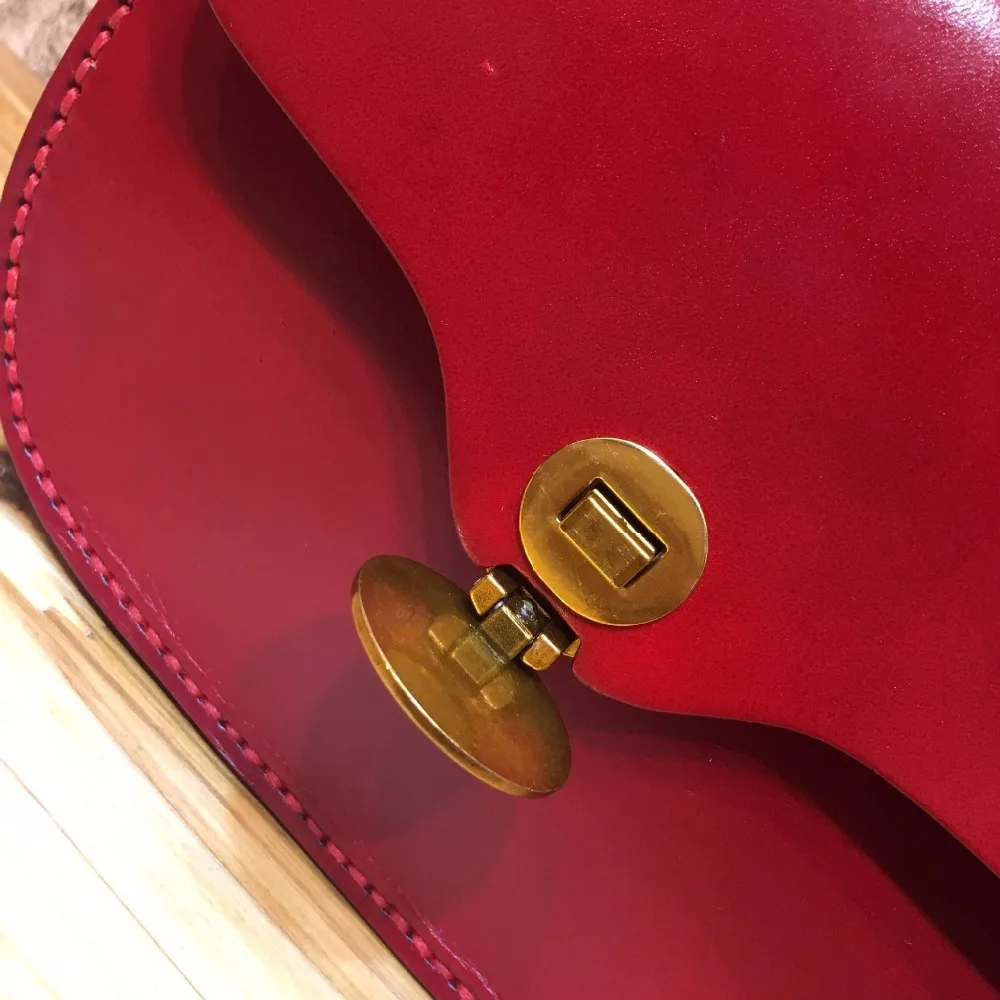 Япония Стиль Винтаж ручной работы из натуральной кожи коровы Женские Малый Saddle Bag Леди оранжевый кошелек ретро Для женщин один сумка через
