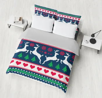 

Elk love Christmas bedding sets comfortable deep blue duvet cover quilt cover pillow cases lovely for girl bedclothes