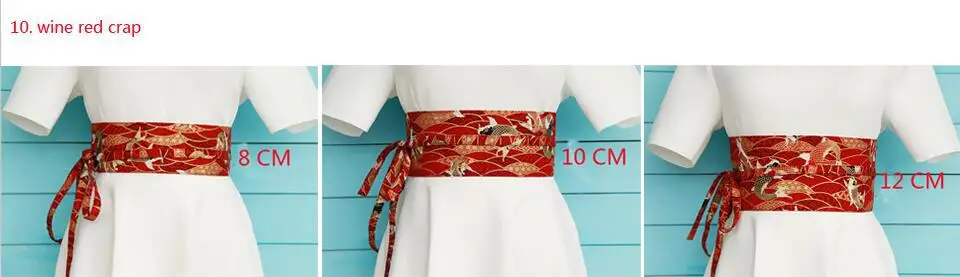 Женский широкий пояс, японский стиль, хлопок, женское кимоно, пояс на талию, пояс в ретро стиле, эластичный пояс, 18 цветов - Цвет: 10