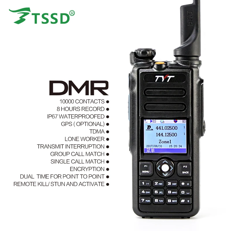 Оригинальный 5 Вт TYT gps IP-67 Водонепроницаемый Dual Band 144/430 цифровой DMR двухстороннее радио MD-2017