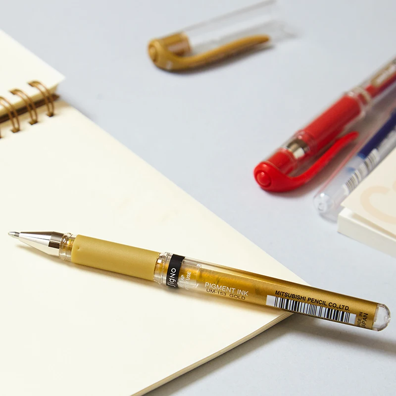 Uni гелевая ручка UM-153 Signo ручки 1,0 мм Япония черный синий красный серебристый золотой белый цвет