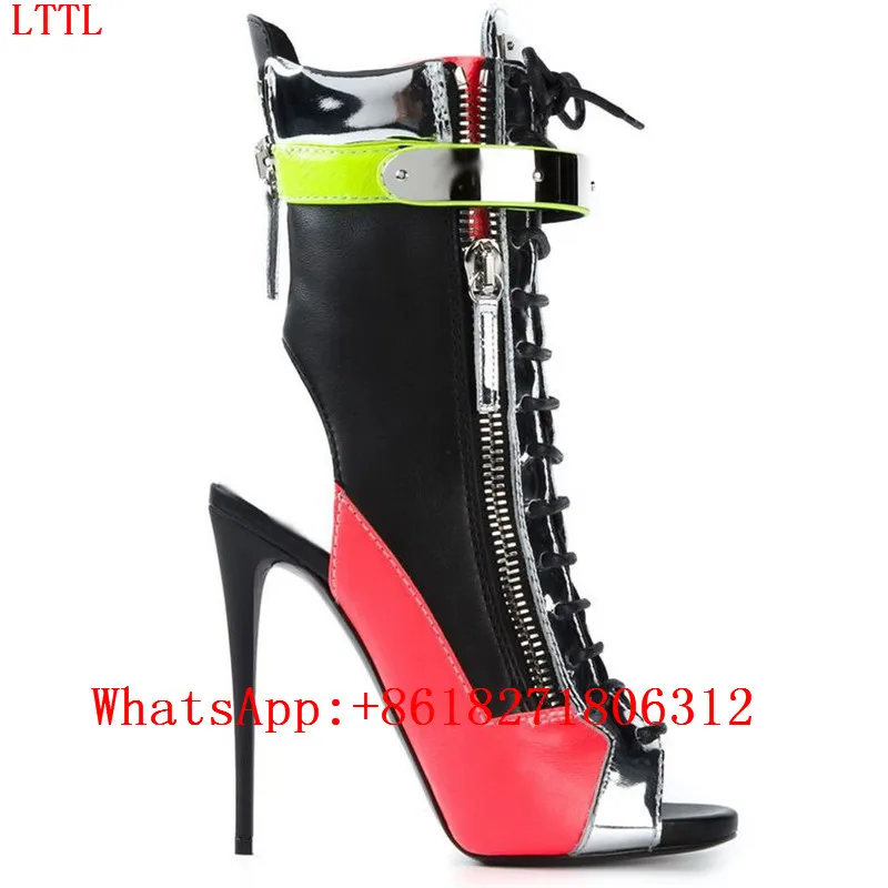 Designer Shoes Woman Peep Toe Boots 