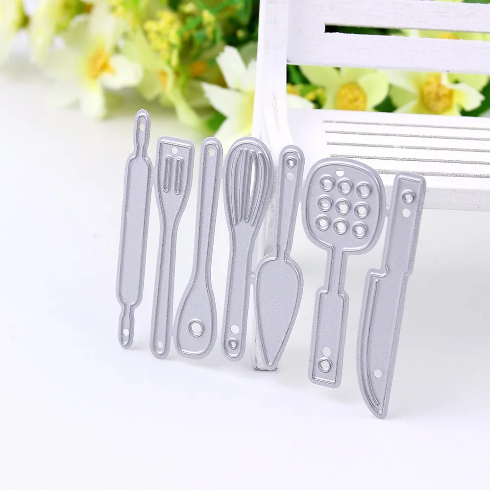 

7Pcs Kitchenware Metal Cutting Dies Fork knife Stencils Easter DIY Scrapbooking Craft Die Cut Embossing Paper Cards Decorative