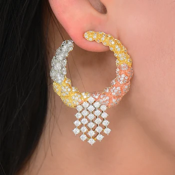 

Siscathy Charms Cubic Zirconia Drop Dangle Earrings Luxury Women Earrings Trendy Nigerian Bridal Wedding Engagement Jewelry