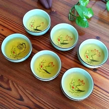Керамические фарфоровые чашки подвески-талисманы в китайском стиле кунг-фу чашка Celadon ФАРФОР ручной работы Лотос Карп чашка