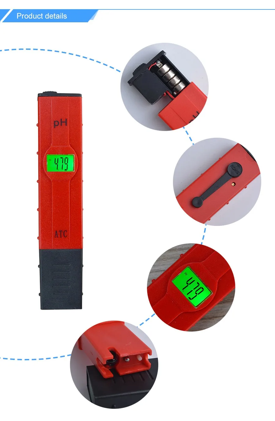 Yieryi прибор для измерения pH для аквариума с высокой точностью температурная компенсация ATC Портативный рН-метр с подсветкой PH тестер 0-14PH