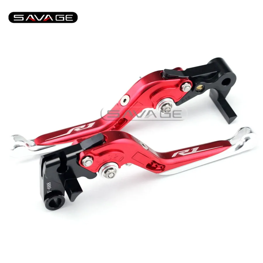 

For YAMAHA YZF R1/R1M/R1S YZF-R1M YZFR1 2015-2016 Red Motorcycle Adjustable Folding Extendable Brake Clutch Lever logo R1