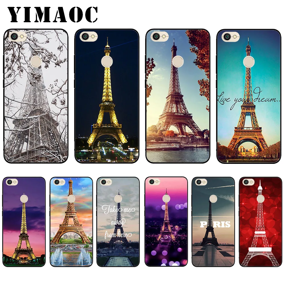 

YIMAOC Love Paris Eiffel Tower Black Soft Silicone Case for Xiaomi Redmi Note 6 Pro 7 Pro S2 Go Cover