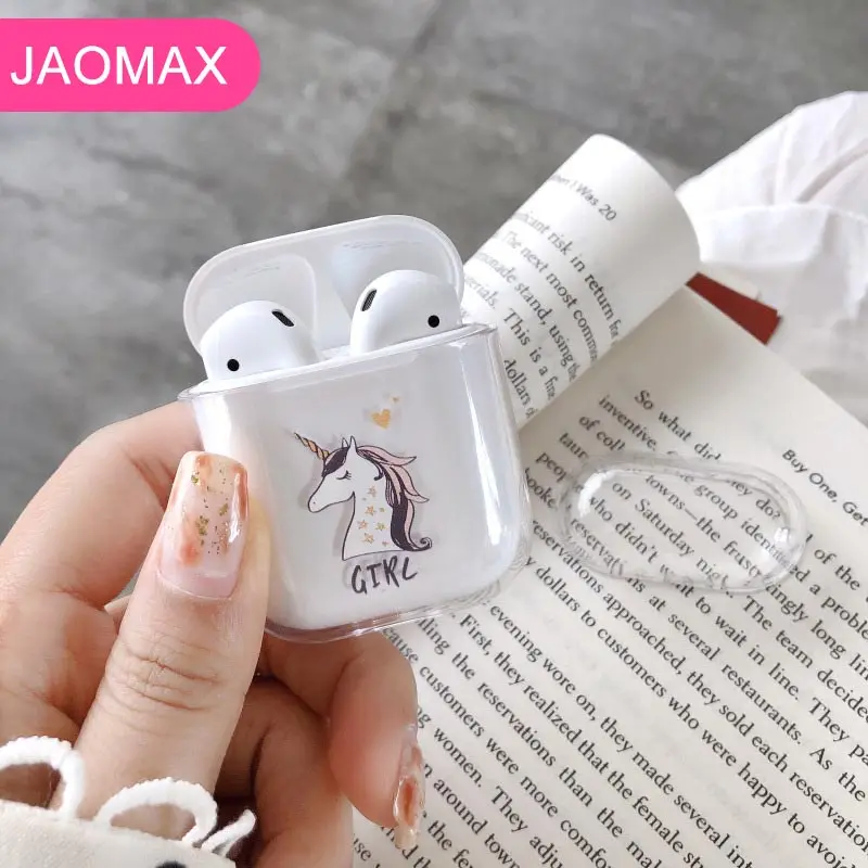 

Jaomax Hard PC Plastic King Queen Design Girly Unicorn Clear Case for Airpods Transparent Bluetooth Wireless Earphone Cover Capa