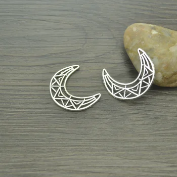 

Wholesale 40 pcs metal tibetan silver charms moon pendants hand made supplies fit necklaces bracelets jewelry making B4273