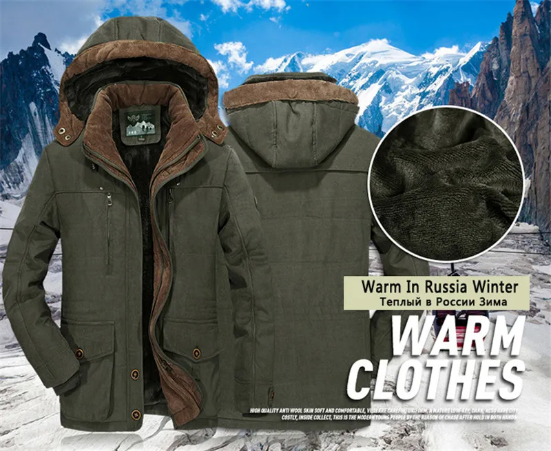 Большие размеры 5XL 6XL мужские теплые зимние пальто Толстые флисовые куртки Мужская Верхняя одежда со съемным капюшоном ветровка мужские парки