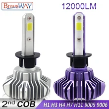BraveWay Ha Condotto il Faro per Auto Super-HA CONDOTTO LA Lampadina per la Luce Dell’automobile Lampadina H1 H4 H7 H11 9005 9006 Led HB3 BH4 12000LM 12 V Lampade A Diodi