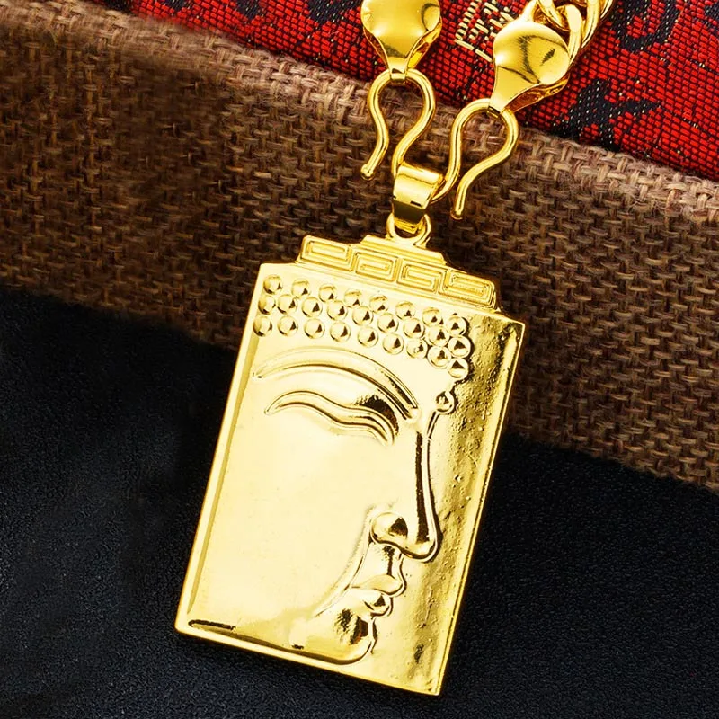 24K золото Йога Сакьямуни буддизм амулет кулон ожерелье тибетский духовный Тибетский буддист символ религиозные украшения без цепи