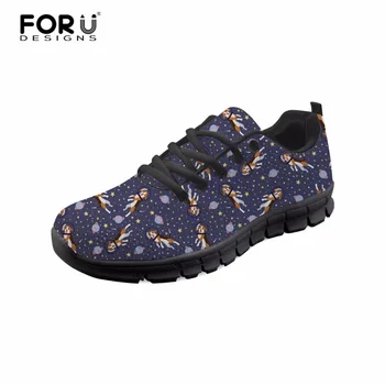 

FORUDESIGNS Women Casual Sneakers Beagle Great Dane Floral Printed Ladies Flat Shoes Teen Girls Lace-up Shoes Rubber on Shoes