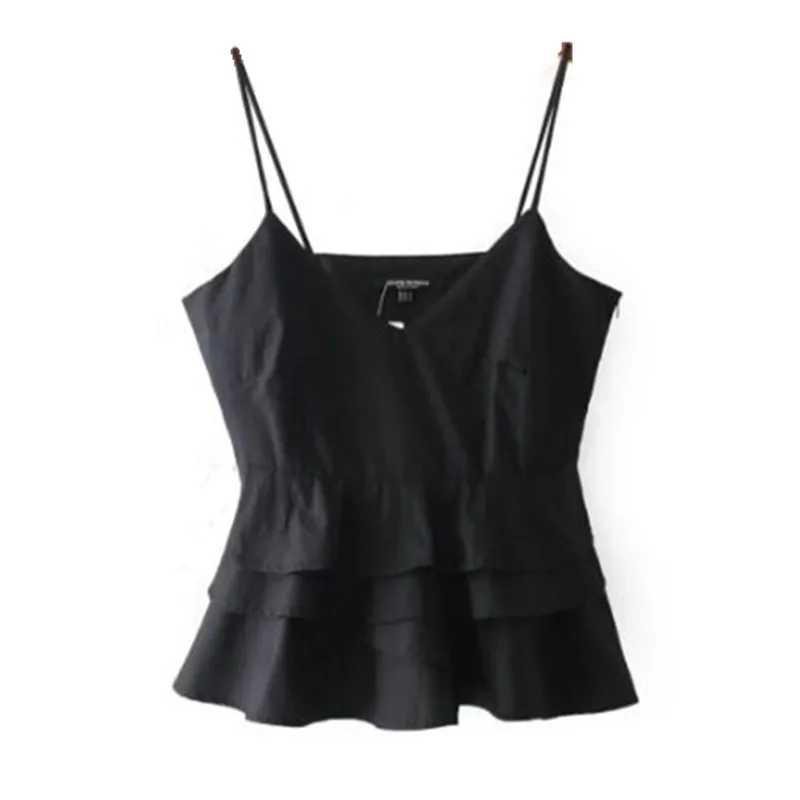 Sexy Solid color Black Off shoulder Spaghetti Strap Camis 2018 Women